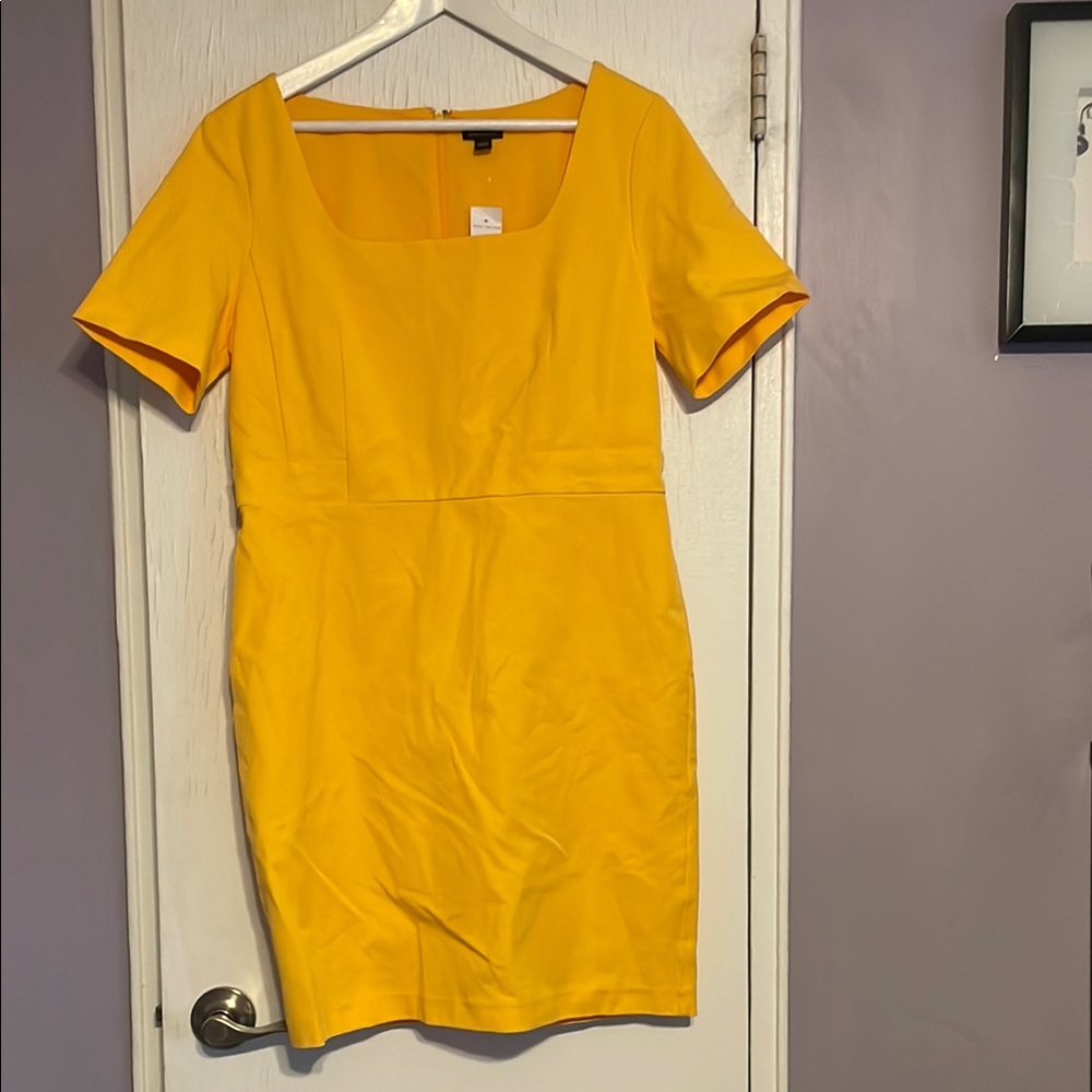 Yellow Sheath Mini Dress with Scoop Neck